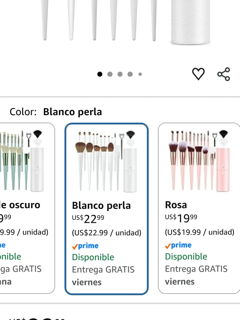 White and Gold 20-Piece Makeup Brush Set with Case